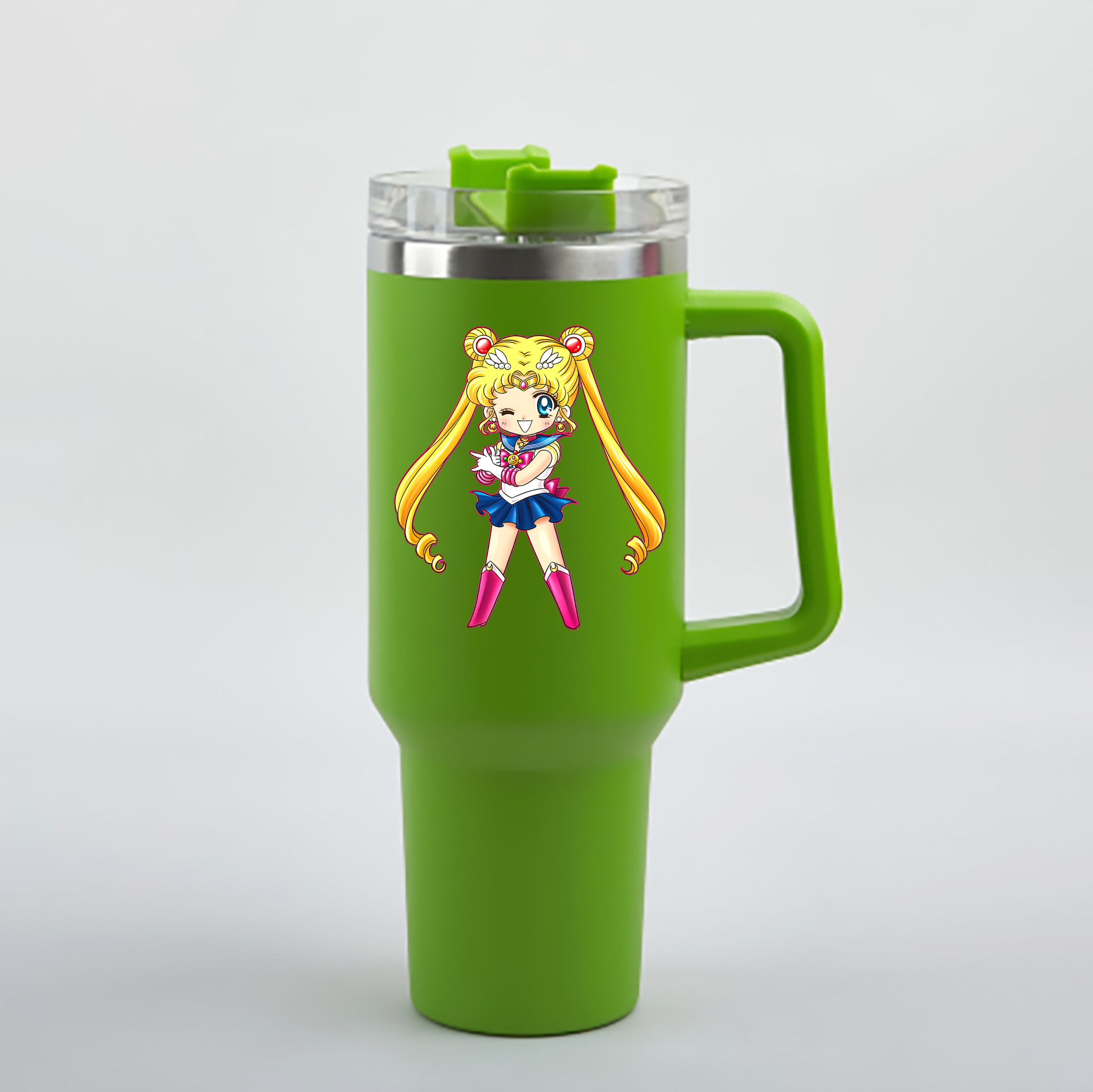 （画像用） 美少女戦士セーラームーン 月野 うさぎ つきの うさぎ Sailor Moon Tsukino Usagi 1200mL車用タンブラー - クリスタルステッカー（プラスチックストロー付き）